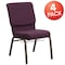 Flash Furniture 18.5"W Church Chair - Plum Fabric w/ Book Rack, 4PK 4-FD-CH02185-GV-005-BAS-GG - alternate 1